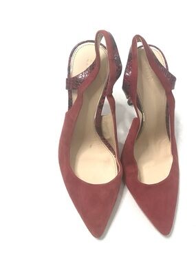 Zara Red Suede Pointed Toe Slingback High Heels Size 40 US 9 Women 4” Pumps